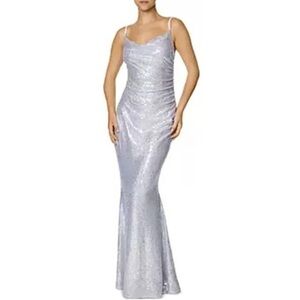 Laundry by Shelli Segal Silver Rainbow Sequin Formal Mermaid Gown Size 2